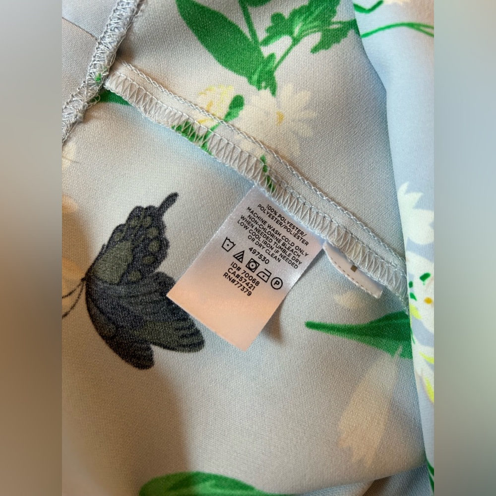 Ann Taylor Baby Blue Mini Dress with White Florals and Black Butterflies - Picture 11 of 15